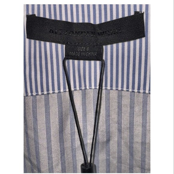 Alexander Wang Blue and White Striped Peplum Top Women's Size 8 - Picture 7 of 7
